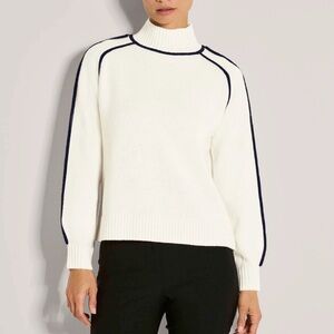 Ellen Tracy White Sweater with Black Accents